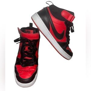 Nike Kids' Court Borough Mid 2 shoes in University Red and Black Big Boy 6.5